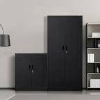 Metal Storage Cabinet, 36" H Locking Storage Cabinet with 2 Adjustable Shelves, Metal Cabinets for Garage, Home, Office, Utility Room-Black