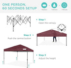 Best Choice Products 10x10ft 1-Person Setup Pop Up Canopy Tent Instant Portable Shelter w/ 1-Button Push, Case, 4 Weight Bags - Burgundy