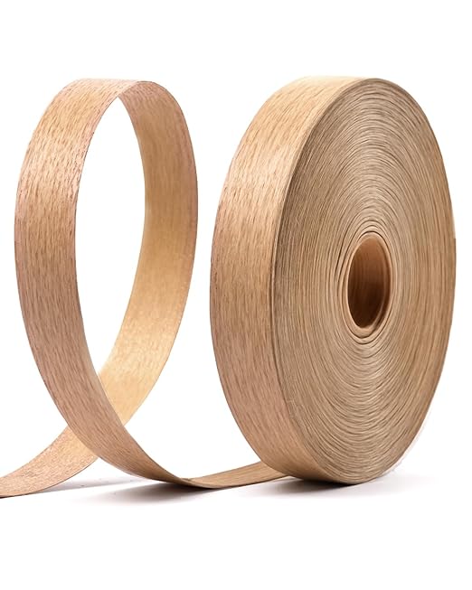 Red Oak Edge Banding 3/4 inch x 50 ft Real Wood Veneer Plywood Edge Banding Iron-on Pre-glued Veneer Edging Tape for Cabinet Repairs Furniture Restoration