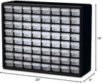 Akro-Mils 24 Cabinet 10724, Plastic Parts Storage Hardware and Craft Cabinet, Black & 10164 64 Drawer Plastic Parts Storage Hardware and Craft Cabinet, 20" x 15.75", Black
