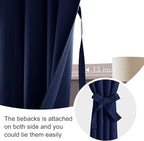 JIUZHEN Short Blackout Curtains for Small Window - Cafe Room Darkening Privacy Thermal Insulated Half Window Curtains Tiers for Bathroom,Kitchen, W 52 x L 36, Set of 2 Panels with Tiebacks, Navy Blue