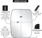 ANDY STAR Bronze Oblong Mirror, 32x40 Inch Brushed Bronze Oval Mirror for Bathroom with Stainless Steel Metal Frame, Wall Mouned for Bathroom, Living Room, Entryway