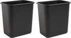 United Solutions 7 Gallon / 28 Quart Space Saving Trash Wastebasket, Fits Under Desk and Small, Narrow Spaces in Commercial, Kitchen, Home Office, and Dorm, Easy to Clean, Black, (WB0338) (Pack of 2)
