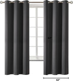 BGment Dark Grey Blackout Curtains for Bedroom, Black Out Curtains 63 Inch Long Thermal Insulated Sunlight Blocking Window Treatment Drapes, Set of 2 Panels, 42 x 63 Inch