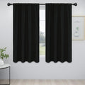 Easy-Going Rod Pocket Blackout Curtains for Bedroom, Room Darkening Window Curtains for Living Room, Thermal Insulated Noise Reduction Solid Window Drapes, 2 Panels(42x63 in, Black)