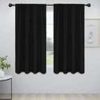 Easy-Going Rod Pocket Blackout Curtains for Bedroom, Room Darkening Window Curtains for Living Room, Thermal Insulated Noise Reduction Solid Window Drapes, 2 Panels(42x63 in, Black)