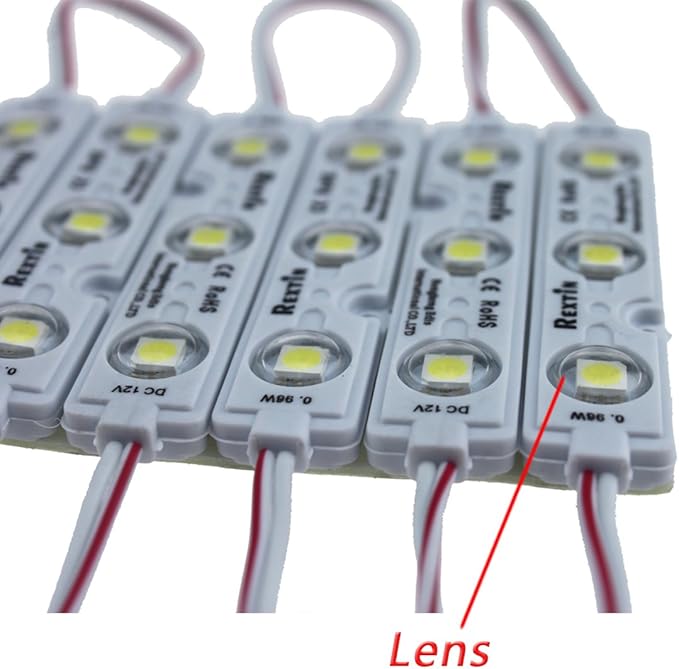 REXTiN Super Bright 200pcs 3 LED Module White 5050 SMD 66-72LM Each Module Waterproof Decorative Light for Letter Sign Advertising Signs with Tape Adhesive Backside