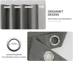 MIULEE Linen Texture Curtains for Bedroom Solid 100% Blackout Thermal Insulated Dark Grey Curtains Grommet Room Darkening Drapes Luxury Decor for Living Room Nursery 52x63 Inch (2 Panels)