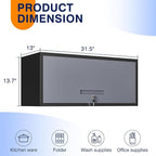 Yizosh Metal Garage Wall Cabinet with Doors, Wall Mounted Metal Storage Cabinet, Floating Garage Tool Cabinet for Garage, Basement, Kitchen, Warehouse (Black Gray, 13.7" H)