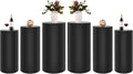 OUKANING 6 PCS Metal Display Pedestal Stands, Black Cylinder Display Stands Pillars, Decoration Cube Sculpture Display Column for Wedding Party Baby Shower Birthday, H27.56'', 26'', 23.62''