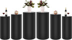 OUKANING 6 PCS Metal Display Pedestal Stands, Black Cylinder Display Stands Pillars, Decoration Cube Sculpture Display Column for Wedding Party Baby Shower Birthday, H27.56'', 26'', 23.62''