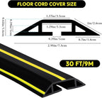 Pangda 30 FT Floor Cable Cover Heavy Duty Cord Cover Protector Power Cable Protector Soft Extension, Organize and Protect Wire on Floor for Home Office or Outdoor Settings (Black, Yellow)