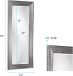 Howard Elliott Nickel Tall Delano Mirror, Large Self Standing Full Length Rectangular Mirror with Stepped Levels, 34 x 82 Inch