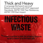 RESILIA Biohazard Bags - Hazardous Waste Disposal, Meets DOT ASTM Standards for Hospital Use, OSHA Approved, Red, 10 Gallon, 24" W x 24" L, 1.35 Mil, 0.00135 Inch, 250 Bags, Made in the USA