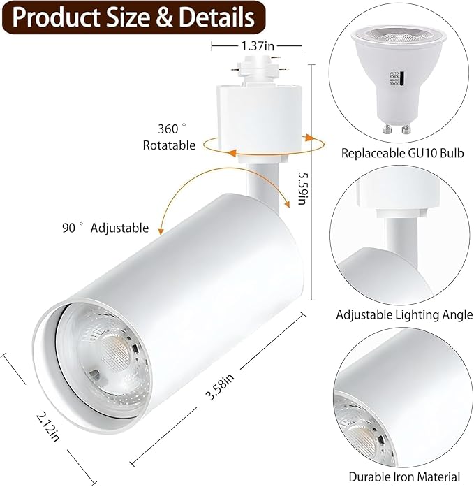 Dimmable LED GU10 White Track Lighting Kit with Replaceable GU10 Bulbs,24-Pack All-in-One Plug in 3CCT Ceiling Spotlights with 26FT Track Rails, Accent Lighting for Home, Store, Moblie Cart and Office