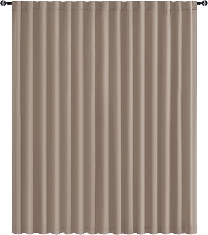 Hiasan Privacy Room Divider Patio Sliding Door Curtain Extra Wide Blackout Thermal Insulated Curtains with Back Tab & Rod Pocket for Bedroom Partition Living Room (120 x 84 Inches, Camel)