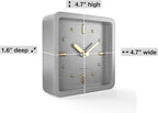 Driini Modern Mid Century Desk & Shelf Clock (Gray and Gold) - Battery Operated with Silent, Analog Movement – Small Tabletop Clocks for Office – Perfect for Mantle, End Table, Desktop or Nightstand