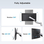 HUANUO Gaming Triple Monitor Stand, Full Motion Articulating Triple Monitor Mount Fit 17 to 32 inch Flat/Curved LCD Computer Screens with Clamp, Grommet Kit, Silver