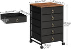 HOOBRO 5-Drawer Chest, Office File Cabinet with Drawers, Rolling Printer Stand, Filing Cabinet for Living Room, Home Office, Nonwovens Drawer, Easy Assembly, Black BFK50WJ01