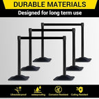 10 ft Crowd Control Stanchion Set, Crowd Control Barrier, Stanchions with Retractable Belts & Base, Retractable Stanchions, Queue Management Stanchion (4 Pack) (Black)