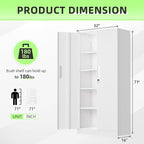 INTEGREAT Metal Storage Cabinet,71" Office Metal Cabinet with Locking Doors and Adjustable Shelves,Steel Locking Cabinets for Office,Home,Garage,Gym,School (White)