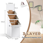 3 Tier Cardboard Display Stand, Point of Purchase Dump Bin Display Rack 65.75 Inch White Corrugated Cardboard 3 Layer Brochure Repeatable Removable Holder for Vendor Events Markets Booklets