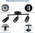 Jolux LED 3 Light Track Lighting Kit, Black 3 Way Ceiling Spot Lighting, Included 3 GU10 Bulbs 1000LM 5CCT Selectable,Flexibly Rotatable Light Head for Kitchen Gallery Art Walls Hallway Living Room
