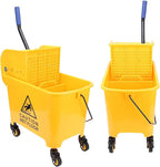 Hyuduo Mop Bucket, 20L Side Press Wringer Commercial Mop Bucket with Wheels and Handle, for Floor Cleaning in Restaurants Offices and Industrial Sites