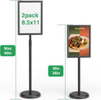 GUOHONG Heavy Duty Sign Stand Adjustable 8.5 x 11 Inch Sign Holder Aluminum Snap Open Frame Floor Poster Stand Vertical Horizontal Black