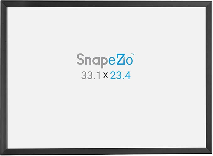 SnapeZo 23.4 x 33.1 (A1 Euro Size) Black Poster Frame, Front-Loading, Wall Mount, Aluminum 1.25" Profile, Professional Series