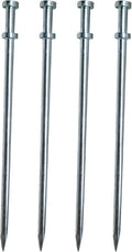 Double Head Tent Stakes - Heavy Duty 1045 Steel Heat-Treated Ground Spikes, Forged Geometric Sharp Tips for Stronger Hold, 0.79”(20mm) Diameter, 4-Pack (24 in)