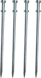 Double Head Tent Stakes - Heavy Duty 1045 Steel Heat-Treated Ground Spikes, Forged Geometric Sharp Tips for Stronger Hold, 0.79”(20mm) Diameter, 4-Pack (24 in)