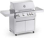 Stainless Steel Grill Cart for Hygrill 4-Burner Built-In Gas Grill, Outdoor Kitchen Island with Foldable Side Shelves and Storage Cabinet