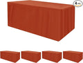HolidayIdeas 4 Pack Fitted Tablecloth for 8ft Tables, Rust Table Cover for Christmas Vendor Booth Display, Market Stall, Craft Fair, Fall Festival, Wrinkle Resistant with Professional 4-Sided Coverage