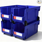 4Pack Storage Organizer Boxes,Desk Drawer Organizer, Stackable Storage Bins for Store Tools,Office Supplies,Workshop,Containers Garage(14.84" x 8.39"x 7.01"), Blue