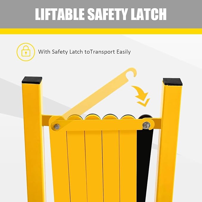 Metal Expandable Barricade, 23 Ft Retractable Fence Outdoor, Mobile Safety Barrier Gate, Easily Assembled Expanding Gate with Casters, Collapsible Accordion Barricade Gate Outdoor