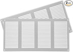 Repa Market 2-Pack Air Vent Cover 16x8 Inch (Outer Dimensions) White Galvanized Steel Louvered Grill Cover with Mesh Screen/Wall or Ceiling Vent/HVAC Register for Indoor and Outdoor Ventilation