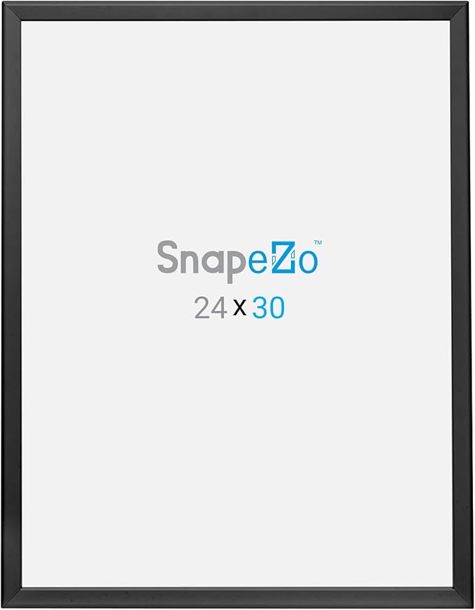 SnapeZo Poster Frame 24x30, Black, 1.25 Inch Aluminum Profile, Front-Loading Snap Frame, Wall Mounting, Professional Series