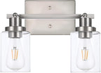 2 Light Track Lighting Kit Brushed Nickel Kitchen Track Lighting Fixtures Ceiling Mount Bathroom Vanity Wall Scones Light Fixture with Clear Glass, Rotatable Spotlight for Kitchen Shop Hallway