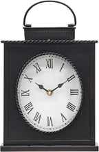 MODE HOME Vintage Mantel Clock with Distressed Finish, Antique Style Battery Operated Metal Decorative Table & Mantel Clock for Living Room Fireplace, Large Decorative Desk & Shelf Clocks for Home