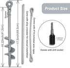 18 inch Ground Anchor Heavy Duty Earth Anchors Set Screw in for Mobile Home, Swing, Tent Trampoline Anchors Wind Resistant Tree Stakes and Supports with Drill Socket, 4 Pack