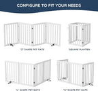 Homykic Bamboo Freestanding Dog Gate, No Assembly Pet Gate Indoor, 24”H x 75”W Extra Wide Foldable Puppy Barrier Fence with Support Feet for The House, Doorways Stairs, 4 Panels, No Drilling