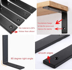 12 Inch Shelf Bracket Heavy Duty L Shelf Bracket 12 x 8 Inch Metal Shelf Bracket with Hardware, Black, 4 Pack