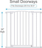 Great Gates Pet Gate - Durable Steel Gate for Stairs - Self-Closing Door & 2-Step Child Proof Lock - Wall-Friendly Dog Gates for Doorways (Fits Most) - 29.5"- 36.5", 34” Tall
