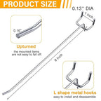 Shimeyao 100 Pcs Peg Board Shelving Hooks Stainless Steel Hanging Board Pegs Wall Display Hooks Bulk for 1/8 1/4 Garage Storage Organizer Accessories(8 Inch,Silver)