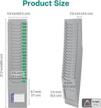 Flexzion Time Card Holder Wall Mount Expandable Time Clock Rack Single Row 20 Slot Rack Card Holder for 7 x 4.6-Inch Timesheets for Attendance Payroll Employee Assignment in Out Timecard Rack, Gray