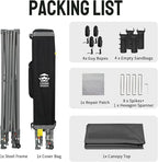 CROWN SHADES Adjustable Height on The Fly, 10x10 Pop Up Canopy - Beach Tent with One Push Setup - Easy Outdoor Sun Shade for Events, Parties, Camping - Outside Shade with STO-N-Go Bag, Grey