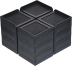 uxcell Furniture Risers 4.3 Inch, 4Pcs Square Bed Risers Adjustable Couch Lifter Block for Extender for Bed Desk Sofa Table Lift Support Up to 1300Lbs, Black