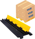 Kable Kontrol Atlas Cable Protector Wire Ramp - 2 Channel Bulk Wholesale Pallet - 60 Pcs - 39" Long Black & Yellow - 20,000 Lbs Load Capacity - Rubber Speed Bump Wire Protector Cord Cover - CP9972