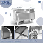 Stainless Steel Floor Mop Basin - Mounted Sink for Commercial Use (31.49'16.1'21.6')